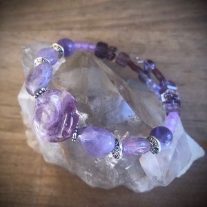 Bracelet Genuine Amethyst Rainbow Fluorite